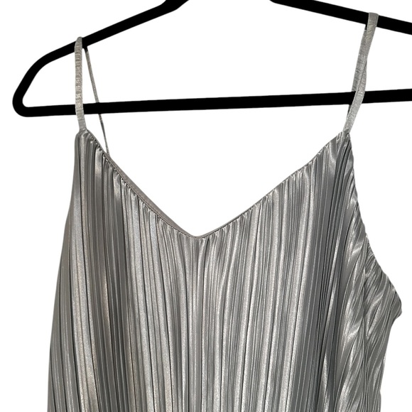RACHEL ZOE silver pleated spaghetti strap mini dress size Medium - Picture 3 of 8